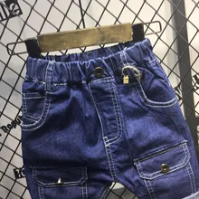 Детские повседневные штаны коллекция года, новые летние модные Универсальные джинсовые шорты до колена в Корейском стиле для мальчиков и девочек, A0
