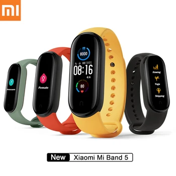 

Hot Xiaomi Mi Band 5 Smart Bracelet 1.1" Colorful AMOLED Screen Miband 5 Smartband Waterproof Wristband with Magnetic Charging