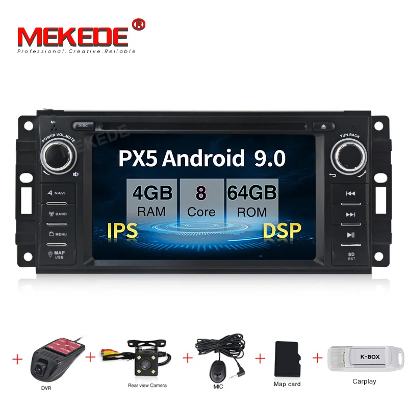camera dvr carplay PX5 android 9,0 4 Гб+ 64 ГБ Автомобильный мультимедийный плеер навигация gps DVD для JEEP Wrangler Компас Патриот Grand Cherokee Commander - Цвет: camera dvr carplay