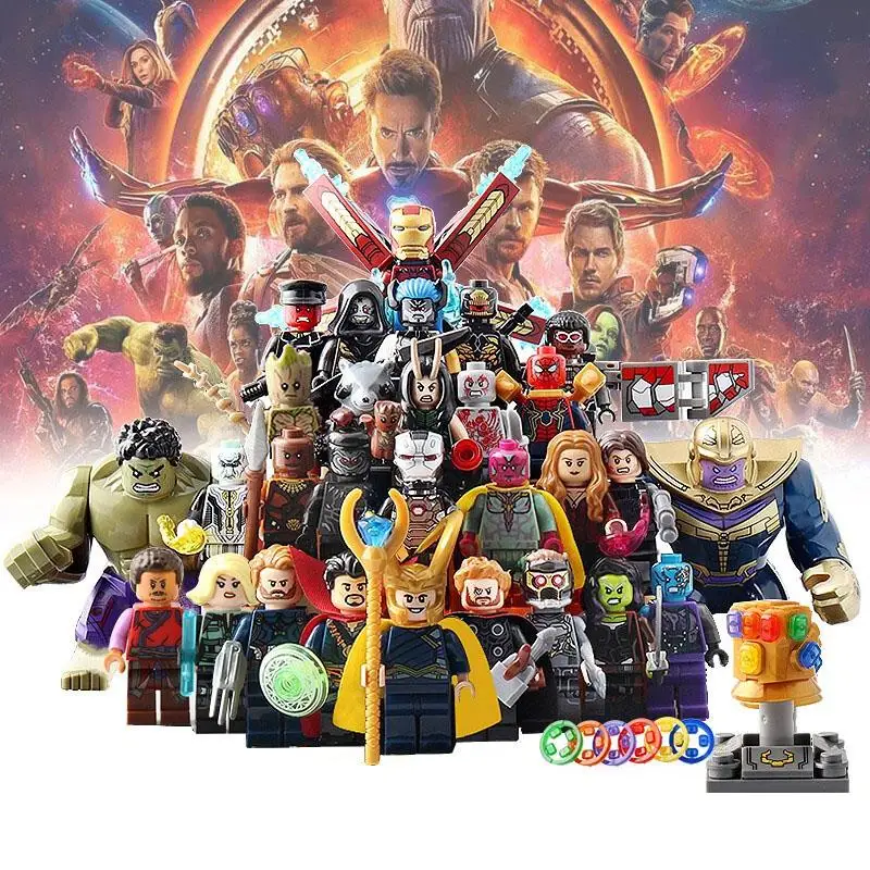 

Disney Iron Man Hulk Spiderman Batman Wolverine Building Blocks Movie action Figures Super Heroes Toys for Children