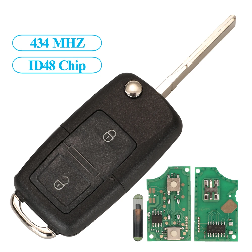 Jingyuqin дистанционный Автомобильный ключ 433 МГц ID48 для VW Bora Golf Polo Passat Touran MK4 Seat Leon Altea