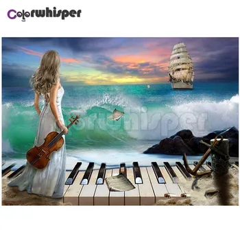 

Diamond Painting Full Square/Round Drill Guitar Seaside Beauty Boat 5D Daimond Painting Embroidery Cross Stitch Picture Z1035