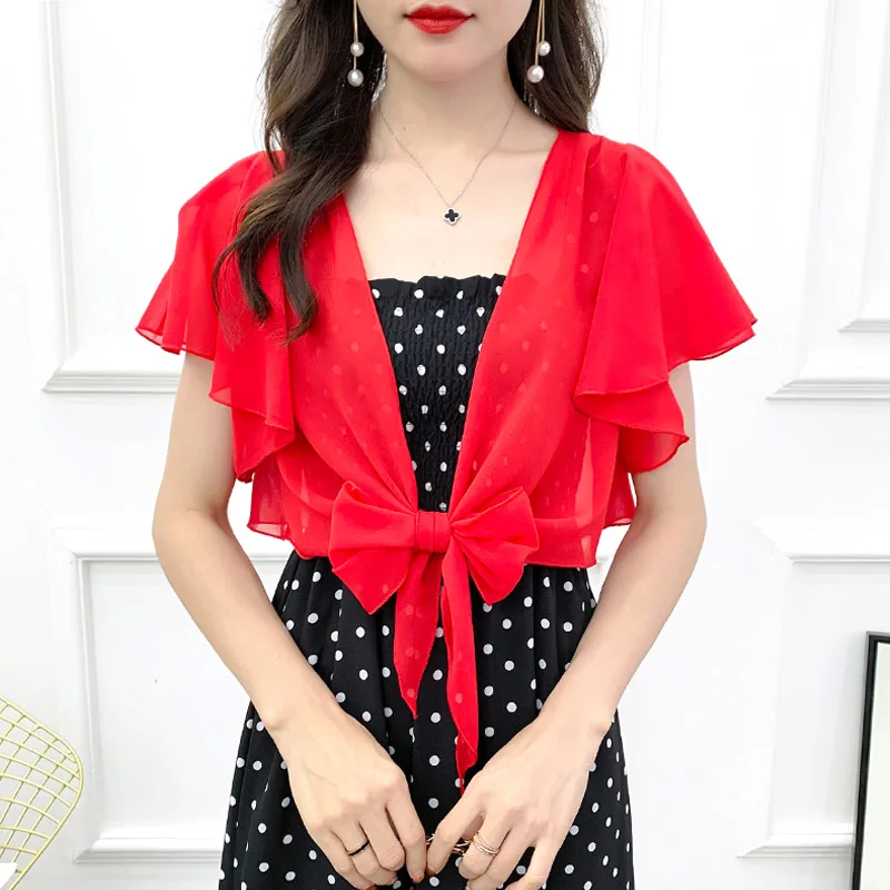 2020 New Women Chiffon Jacket Ruffle 