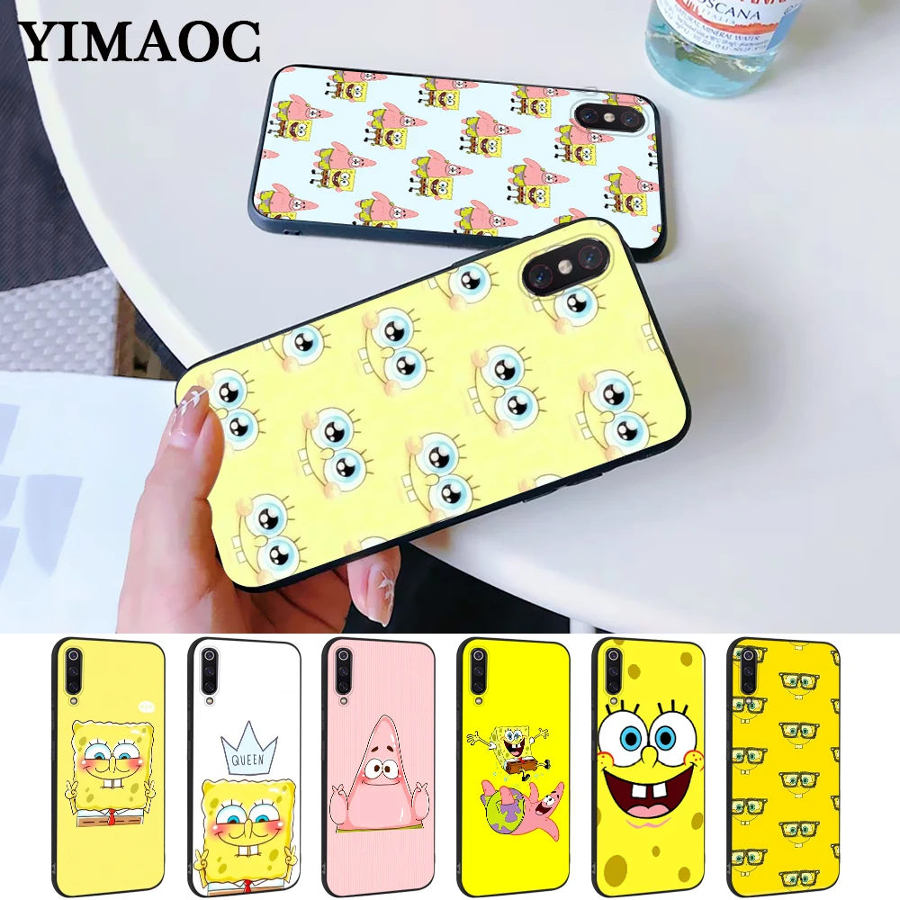 Квадратные штаны силиконовый чехол с рисунком губки боба для Xiaomi 6 8 9 SE A1 A2 A3 Lite F1 Mix