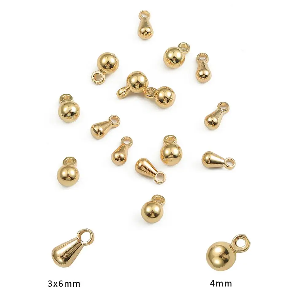 20pcs 18k Gold Plated Copper Tail Chain Water Drop End Beads For Diy