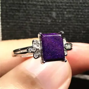 

Top Natural Purple Sugilite Ring Jewelry For Woman Man 925 Silver Anticancer Stone 9x7mm Beads Crystal Adjustable Ring AAAAA
