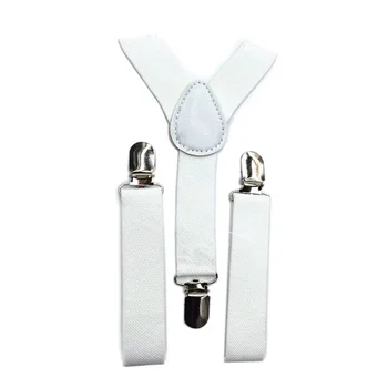 

Kids Boys Girls Y-Back Suspender Elastic Adjustable Clip-On Braces White