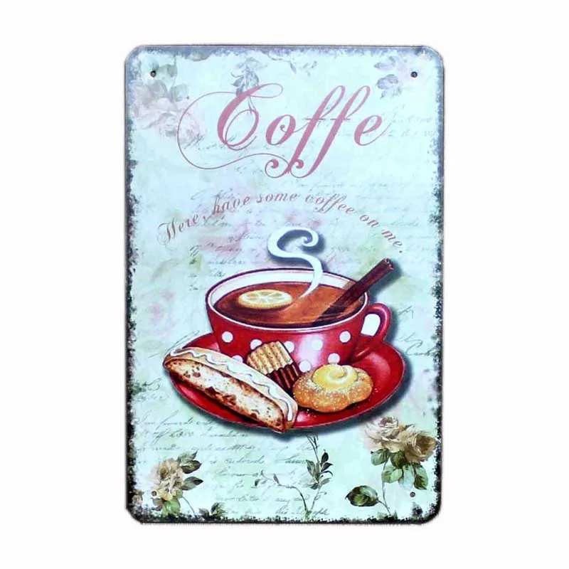Коробка с надписью Coffee знак винтажная табличка бар металлический плакат для кафе украшение паба ретро настенные тарелки декорации Декор для дома 20x30 см
