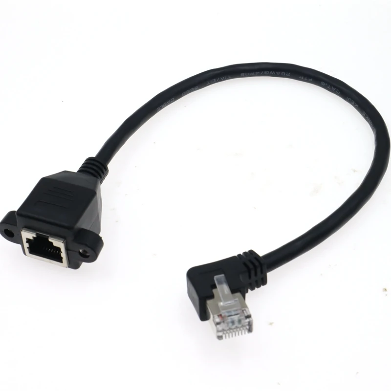 90 Degree RJ45 Male to Female Panel Extension Cable for Ethernet LAN Gigabit Network - CAT5 CAT6 with Screw Hole Description Image.This Product Can Be Found With The Tag Names Computer Cables Connecting, Computer Peripherals, Panel, PC Hardware Cables Adapters