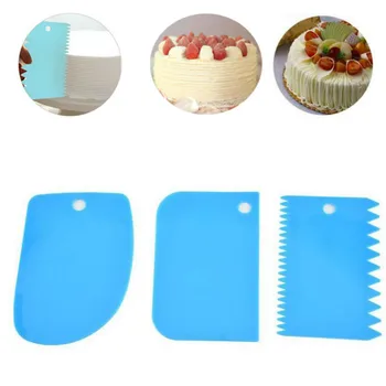 

3PC Dough Cookie Cutters Slicer Spatula confectionery for Cake Cream Scraper Cake Blade Plastic Cake Cutter шпатель кондитерский