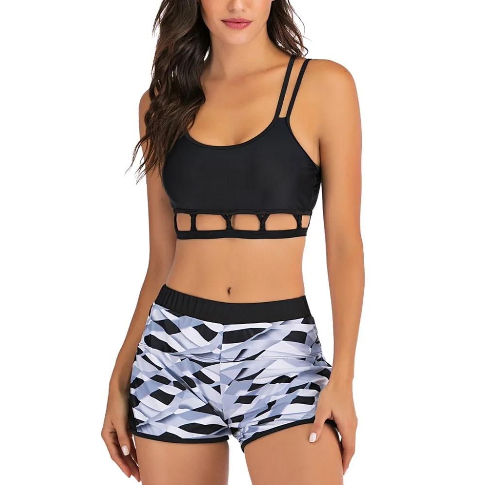 ladies two-piece swinsuit set woman top ruffled high waist bottom bikini suit Tankini swimwear bikinis 2020 mujer push up 30D9 (3)