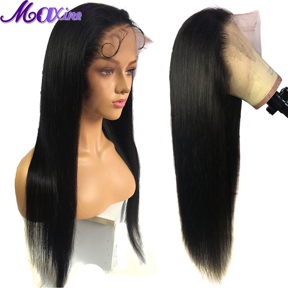 Straight Lace Front Wigs for Black Women Maxine Remy Human Hair Wig 13x4 Pre Plucked Baby Lolita | Шиньоны и парики