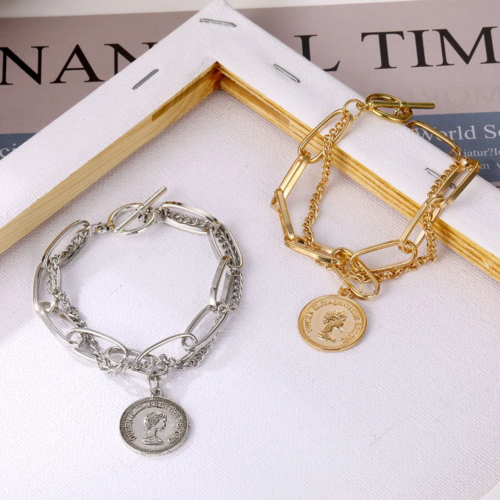 Portrait Coin Bracelet Bohemian Retro Multilayer Chain - Image 2