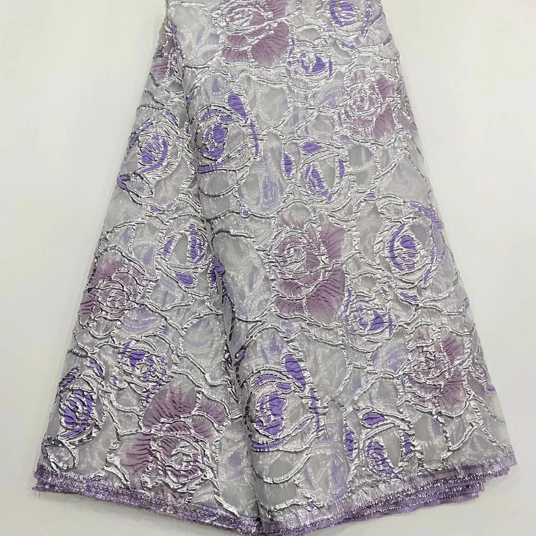 2020 Latest Beautiful brocade jacquard lace fabric Gold New designs  African Nigerian French Lace for wedding Dress LJK20108