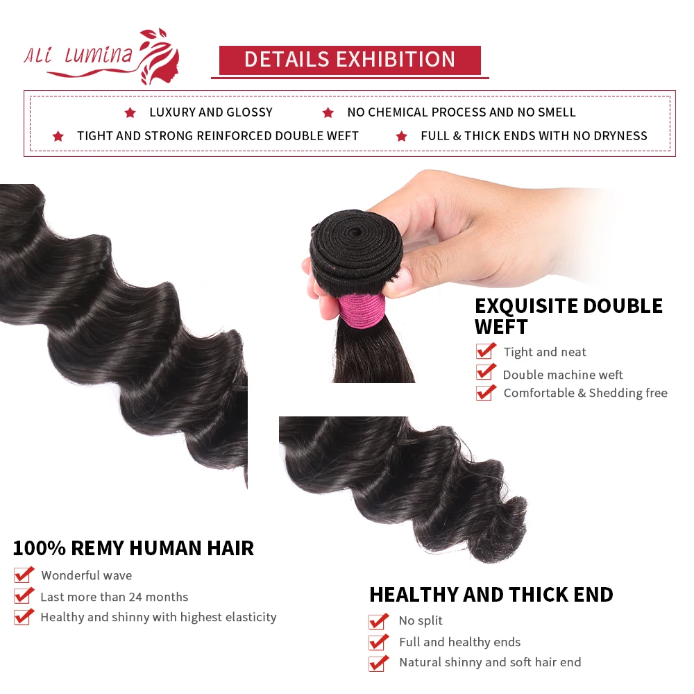 Ali Lumina бразильские человеческие волосы переплетения пучки свободные глубокие волосы remy пучки для наращивания натурального цвета 8-32 дюймов Быстрая
