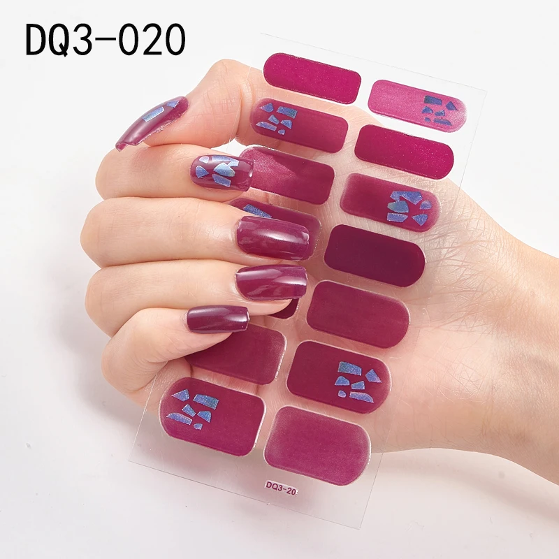 Korean Fashion Colorful 3D Glitter Sequins Nail Art Stickers Manicure DIY Nail Strips Wraps Solid Color