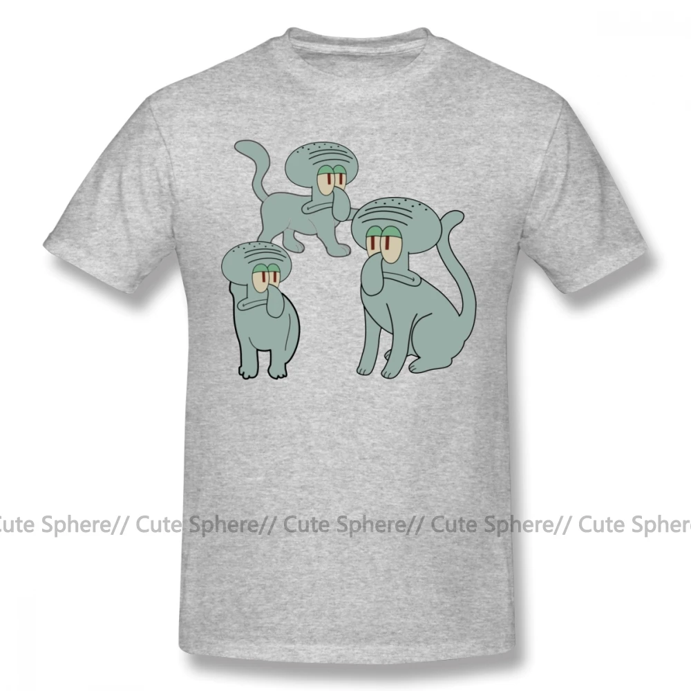 Сквидворд футболка сквидкэтс футболка плюс размер принт футболка мужская хлопок с коротким рукавом модная Милая футболка - Цвет: Gray