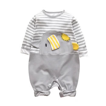 

New Autumn Infant Baby Girls Boys Long Sleeve Cartoon Striped Pattern Rompers Jumpsuit Kids Outfits I