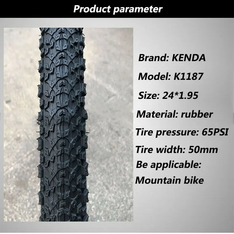 Шина для горного велосипеда KENDA 24*1 95 K1187 65PSI носимые Нескользящие не