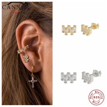 

CANNER European &American 925 Sterling Silver Stud Earrings for Women Cubic Zircon Piercing Earings Fine Jewelry pendientes