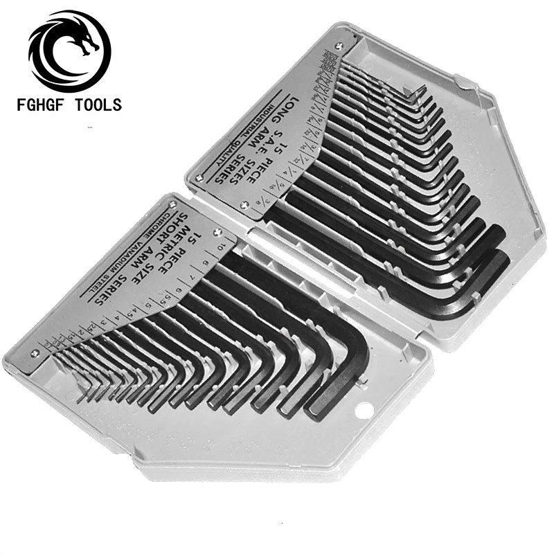 

FGHGF 30pcs/set Universal Hexahedron And Metric Size Hexagonal Wrench Carbon Steel Tools