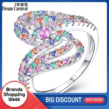 

DreamCarnival 1989 Trendy Fashion S Mixed Beautiful Colorful Cubic Zircon Jewelry Design Ring for Women Anillos Mujer SJS19579