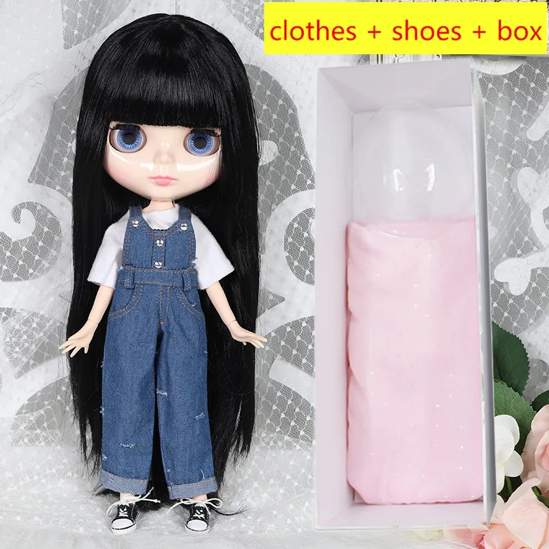Кукла Blyth 1/6 BJD 30 см 7/19 суставов, белая кожа черные волосы, одежда+ обувь+ коробка набор, куклы игрушки для детей девочек подарочная коробка