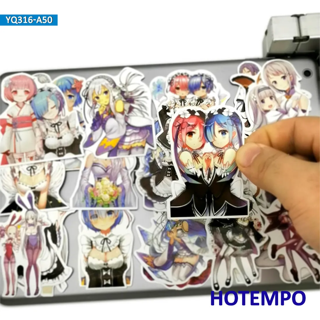 50pcs Life in a different world from zero Cute Anime Stickers for Mobile Phone Laptop Case 3