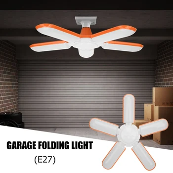 

75W 138LED 5-Blade Home Light Five-Leaf Folding Deformable Ceiling Lamp Fan Blade Pendant Garage Lamp Bulb 360-Degree Adjustable