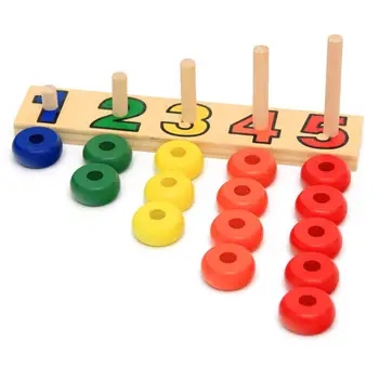 

Kids Wooden Stacking Rings Arithmetic Math Counting Color Matching Early Education Kids Toy