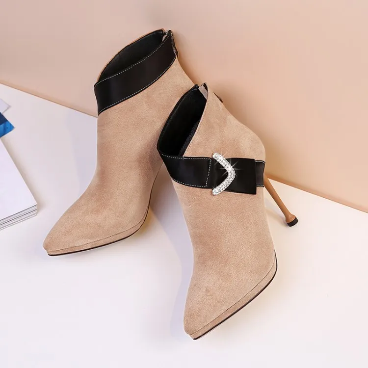 

Big Size 9 boots women shoes ankle boots for women ladies boots shoes woman winter Back zipper color water drill