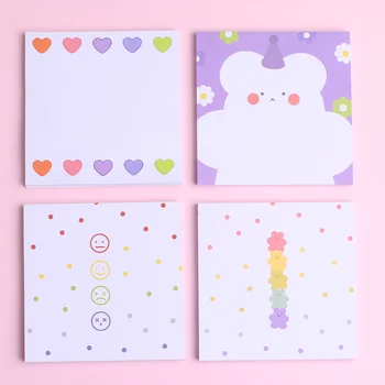

Korean Cute Bear Flower Sticky Notes Adhesive Memo Pad Writing Paper Colorful Heart Kawaii Animal Funny Student Stationery Thing