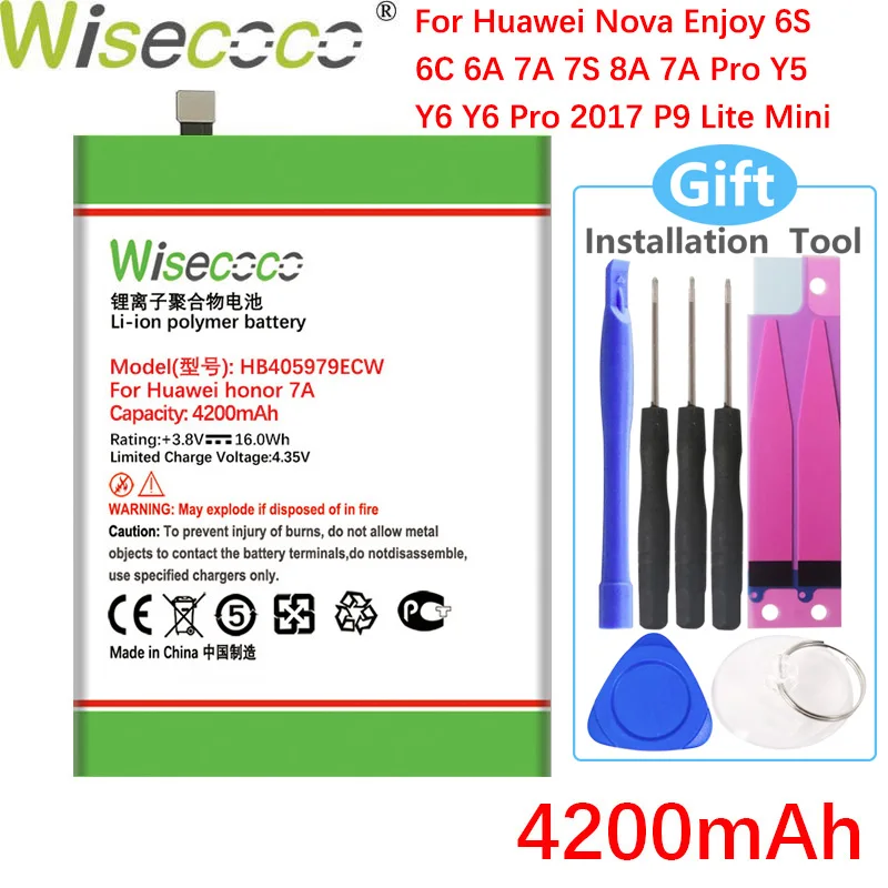 WISECOCO 4200 мАч HB405979ECW батарея для Huawei Honor 7A фотоаппаратов моментальной печати 7S 6A Nova