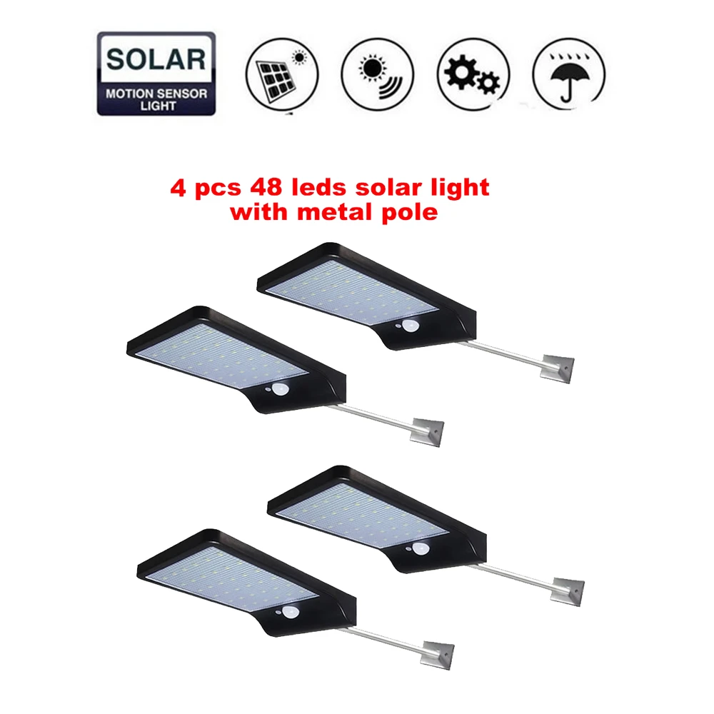 

2/4pcs 48 LED Wireless Solar Light Outdoor Decor Waterproof PIR Motion Sensor LED Solar Wall Lamp For Outdoor Yard Garden Lamps