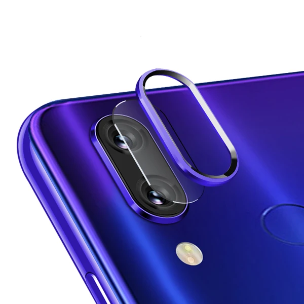Blue and Glass Для Xiaomi RedMi Note 7 металлический Задний защитный кольцевой чехол для объектива+ объектив камеры закаленное стекло для Redmi Note7 Pro защита экрана - Цвет: Blue and Glass