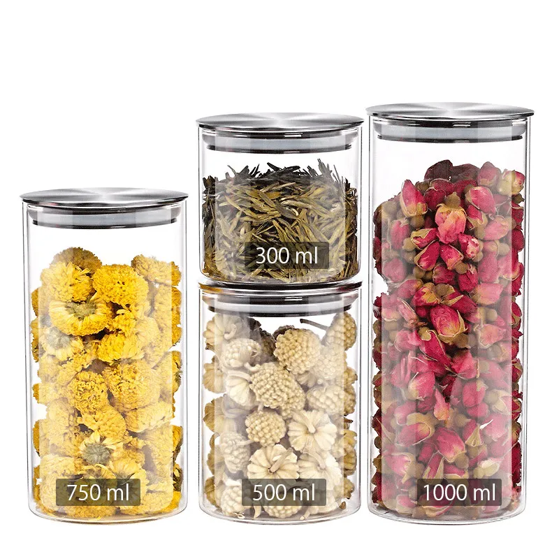 4 bottles set AMINNO Хранение на кухне 300мл Стеклянная бутылка Емкости для хранения пищевых продуктов Уплотнительная крышка, Контейнеры с длительным сроком хранения, Фирменная упаковка - Цвет: 4 bottles set