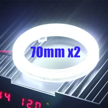 

1Pair White 70MM COB LED Angel Eyes Headlight Halo Ring Warning Lamps with Cover