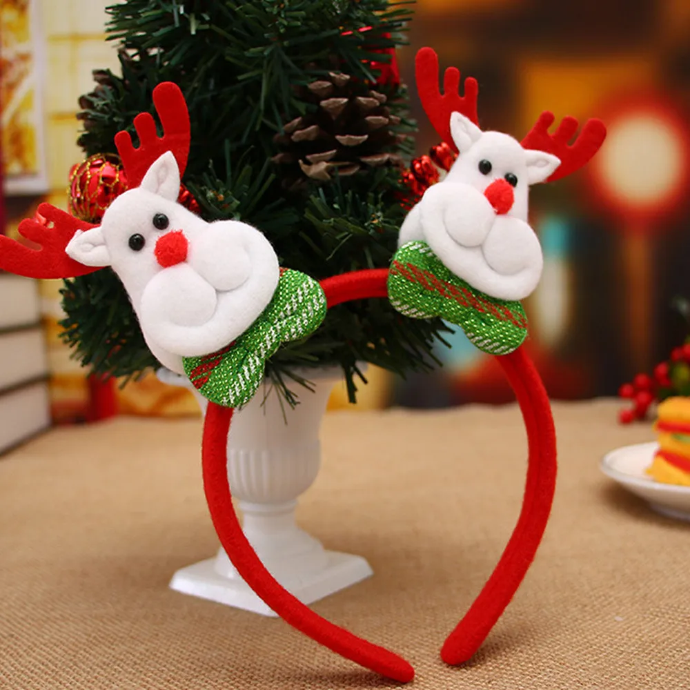 Горячая Рождественская осветительная повязка Санта-Клаус Снеговик Олень рождественское вечерние украшения двойная лента для волос застежка на голову обруч с 3* батареей F924
