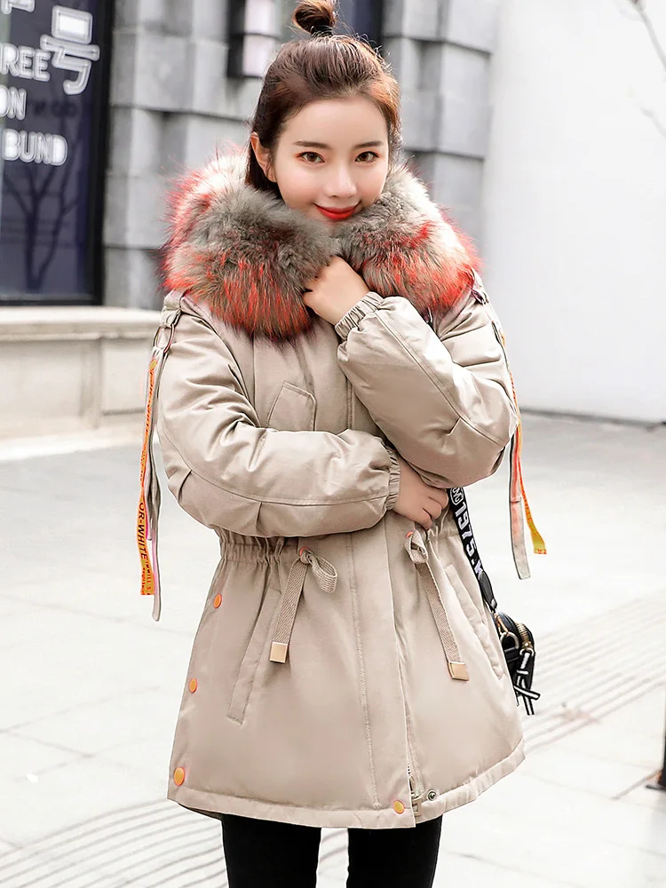 

Cotton Coat Women's Dress-Style 2018 Winter New Style Loose-Fit Korean-style Drawstring Waist Hugging Cotton-padded Clothes Shor