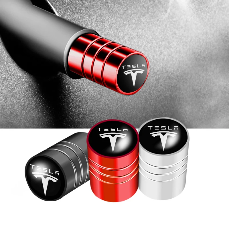 Tapas de válvula de perno para rueda de coche, tapas de válvula a prueba de robo de Metal 3D para Tesla modelo 3, modelo X, Modelo S, 4 Uds.