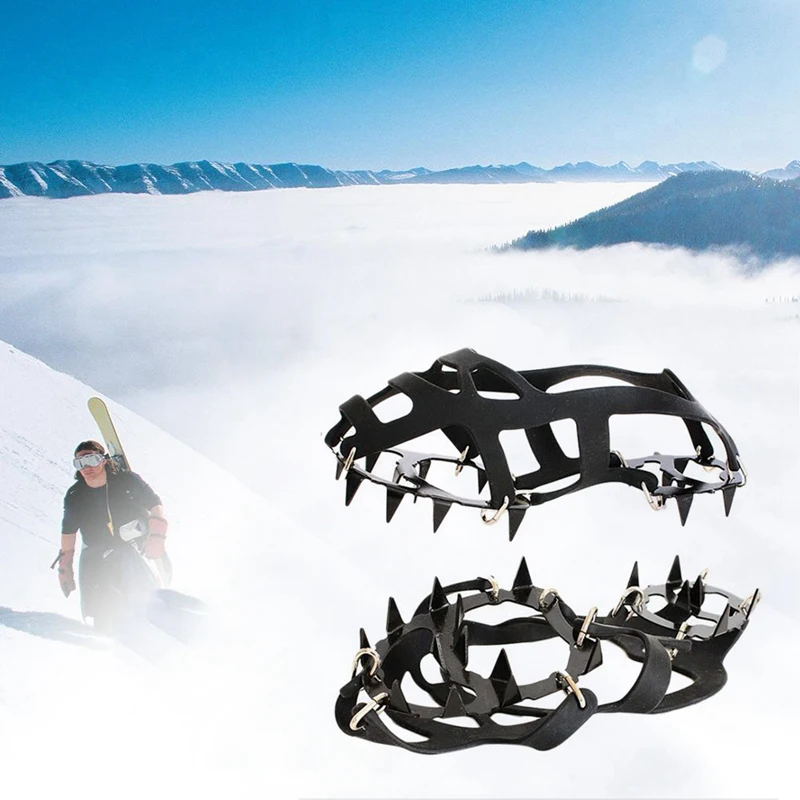 AUAU-1 Pair 18 Teeth Crampons Non-Slip Ice Snow Climbing Anti-Slip Shoe Covers Spike Cleats Crampons Anti-Slip Overshoes