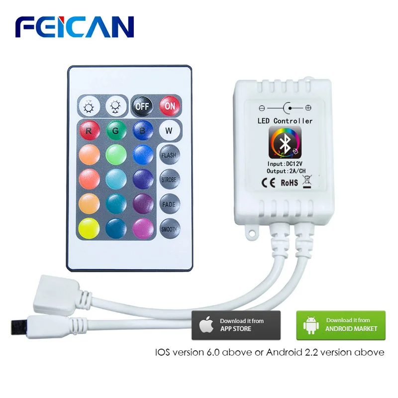 Светодиодный RGB контроллер с Bluetooth и ИК пультом управления светодиодный помощью