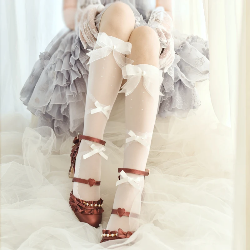 Пикантные чулки в стиле &quotЛолита&quot Чулки с бантом тонкими ногами декоративные