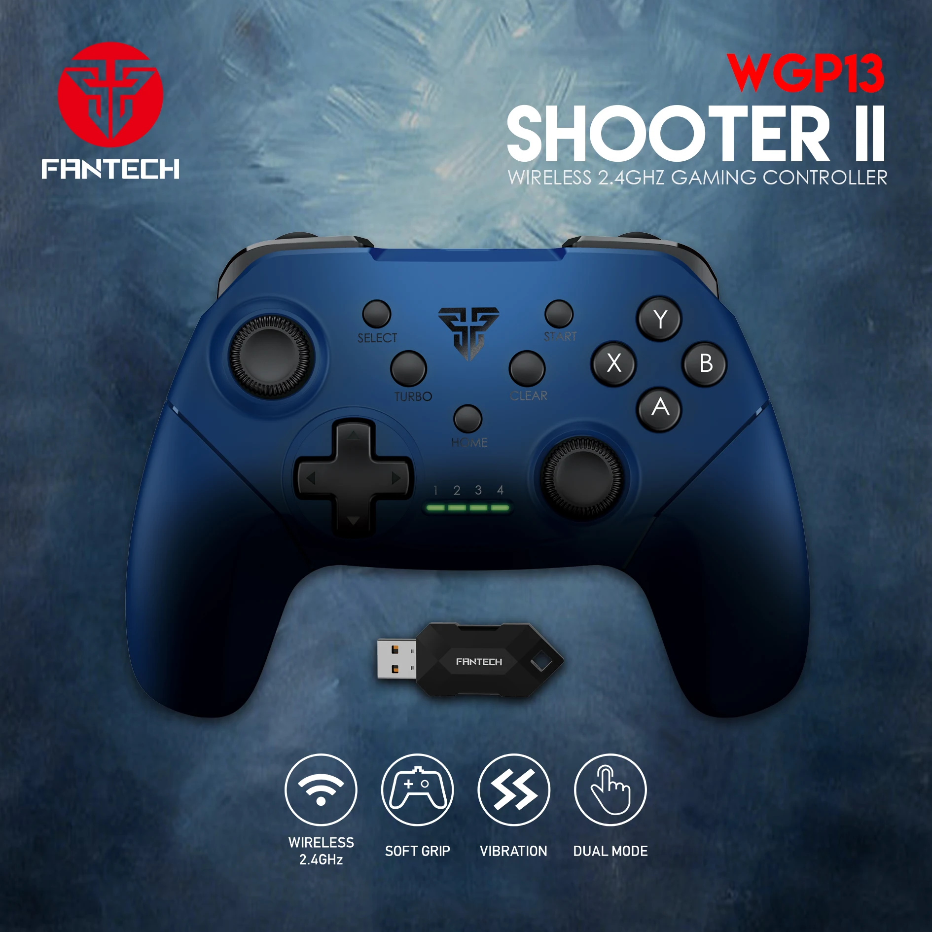 FANTECH WGP13 Wireless Gamepad Game Controller For Windows PC,PS3, Android Joystick With Turbo Vibration 