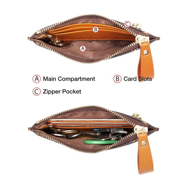 FOXER Women Wallets Embossing Mini Card Holder Wallet Stylish Lady Money Bag PVC Coin Packet Female Clutch Purse Lady Key Wallet 4