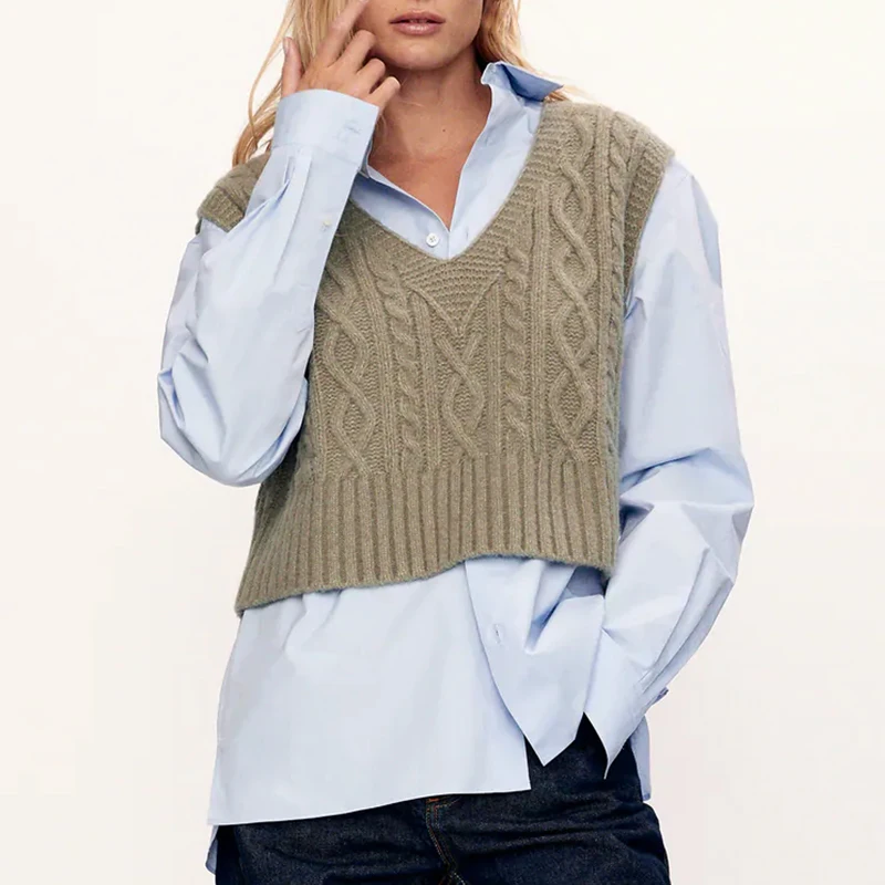 Flectit Knitted Vest Womens Sweater 