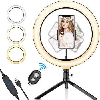 

SYOSIN Ring Light with Tripod Stand Phone Holder Bluetooth Remote for YouTube Instagram Video Photography Live Streaming