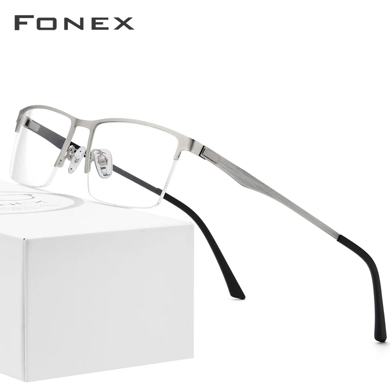FONEX стекло из сплава es сверхлегкое квадратное стекло для глаз es оправа для мужчин близорукость по рецепту очки для мужчин оптические Безвинтовые очки 9867