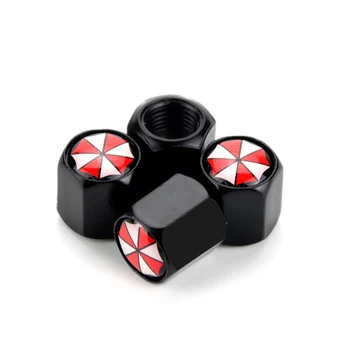 

4pcs Car Wheel Tire Valves Stem Caps Umbrella Corporation Anti Theft Tyre Valve Dust Caps Motorcycle Bike Universal Accessories
