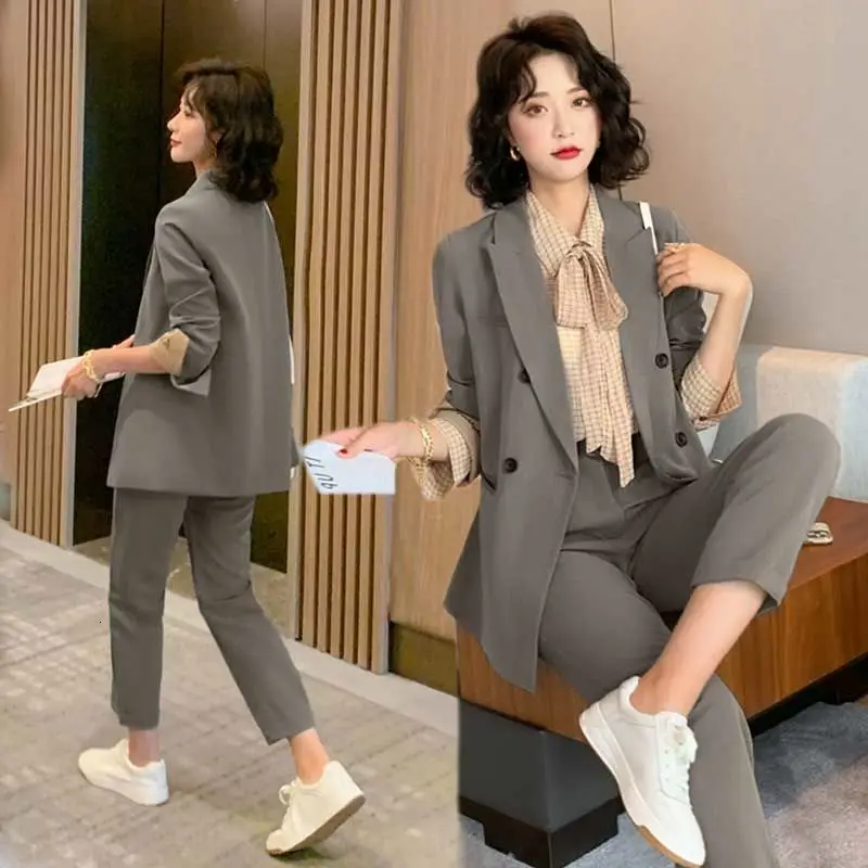 PEONFLY Vintage Chic Two piece Suit Slim Ladies Temperament Double ...